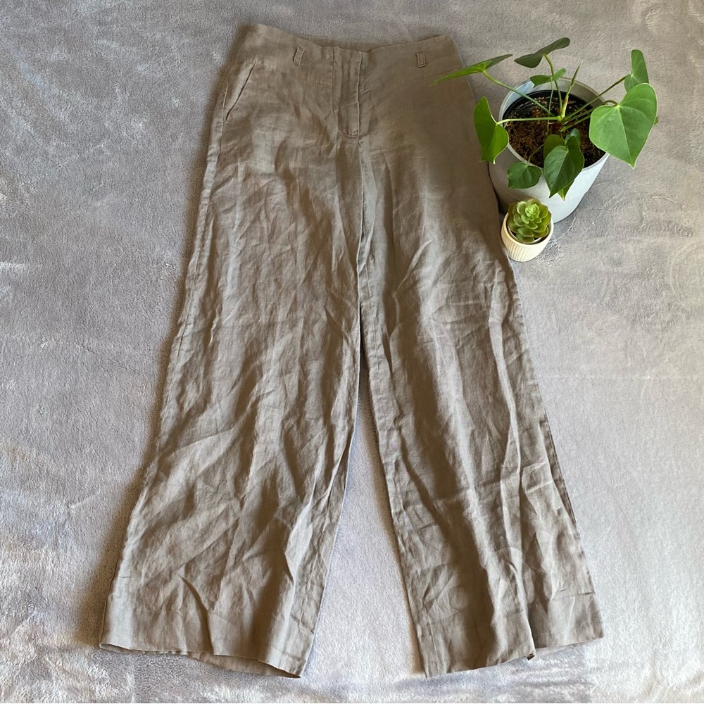 H&M beige linen flowy pants size 4
